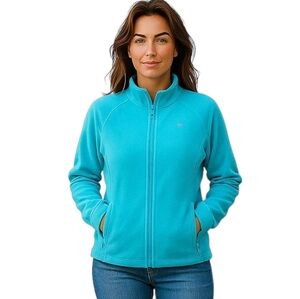 Lilly Pulitzer Zip Front Fleece Jacket in Blue Size Small $198